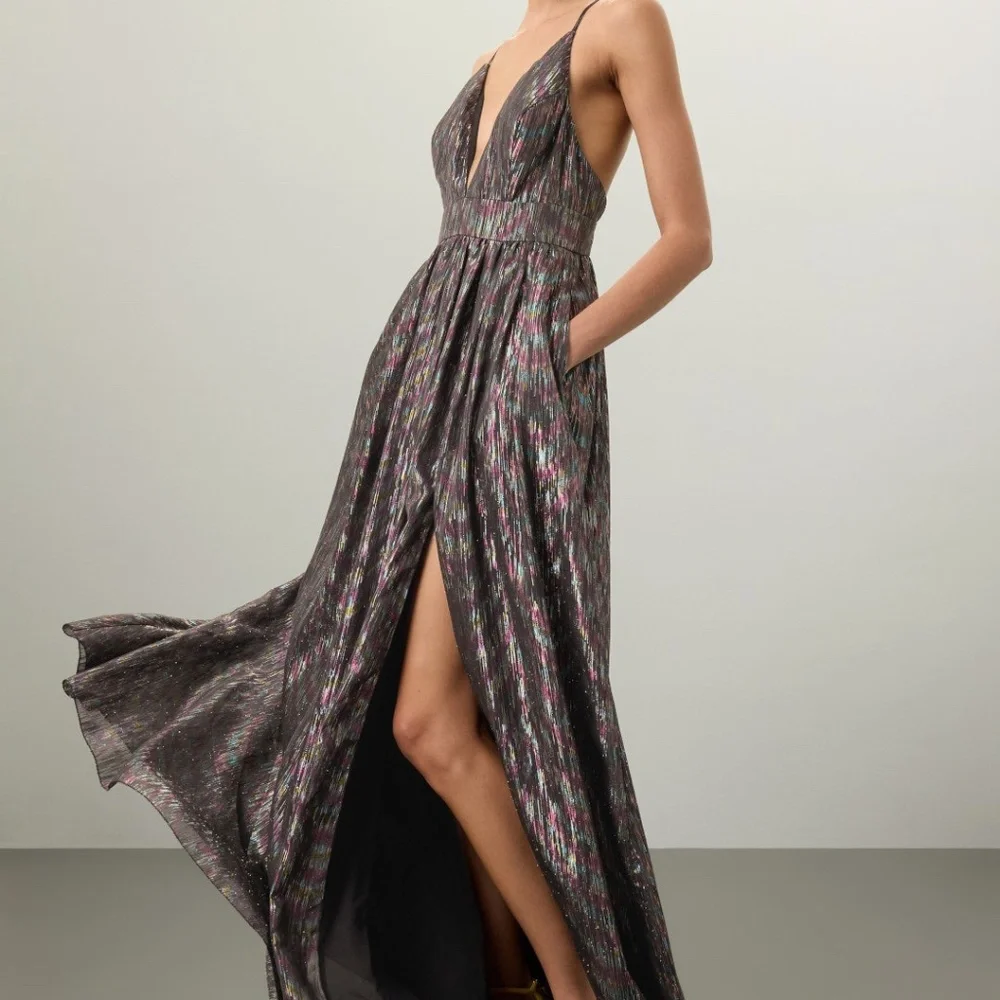 Aidan Mattox Metallic Organza Gown Size 0 - Picture 2 of 14